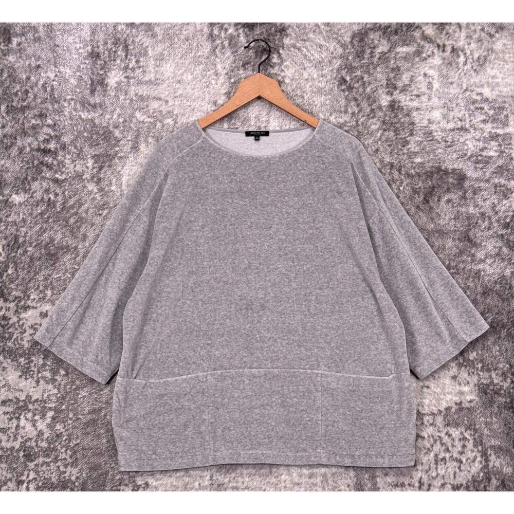Lafayette 148 Top Medium / Large Womens Gray Relax Fit Towel Terry